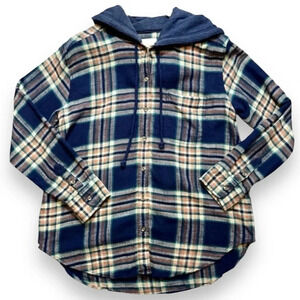 American Eagle Outfitters Fleece Plaid Hooded Top